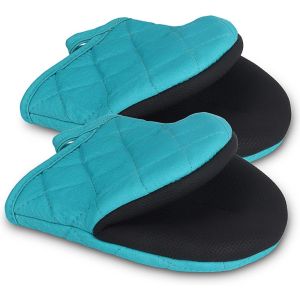 Kitchen Oven Gloves High Heat Resistant Short Oven Mitts with Non-Slip Grip Surfaces and Hanging for BBQ Baking Cooking