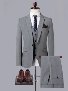 ROMON | Romon Mens Business Casual Suit Jacket Wedding Guest Formal Wear Polyester Viscose Spandex Standard Fit Fashion Urban