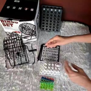 KADAIE Bingo Party Game Putar Bola Set Lottery Machine Mainan Lotere Bingo Set dengan Keranjang Putar