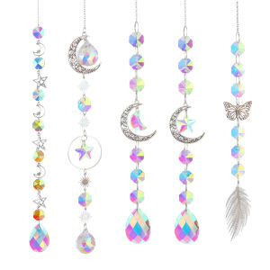 Crystal Wind Chime Pendant Feather Butterfly Hanging Garden Home Decorations