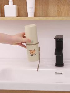 Hộp Đựng Bàn Chải Đánh Răng Di Động Dễ Thương Kèm Cốc Súc Miệng - Hộp Đựng Bàn Chải Đánh Răng Thân Thiện Với Môi Trường Có Thể Tái Sử Dụng Dùng Cho Du Lịch Ngoài Trời Kèm Hộp Đựng Kem Đánh Răng