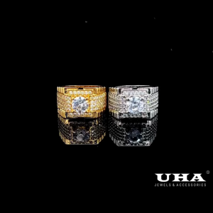 N1330 Nhẫn nam có lót lòng đính đá CZ cao cấp sáng lấp lánh UHA