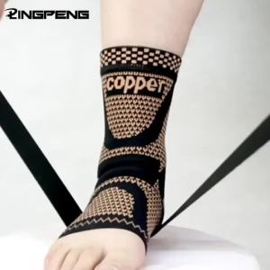 1Pcs Copper Ankle Brace Infused Compression Sleeve Support for Plantar Fasciitis Sprained Ankle Achilles Tendon Pain Relief
