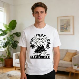 Bandai | Dragon Ball Master Roshi GraphicTee Men Vintage Martial Arts Print Kids TShirt Casual Crew Neck Short Sleeve Top for DailyWear