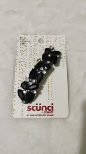Scunci Black & Silver Rhinestone Hair Clip – Elegant Barrette for Women