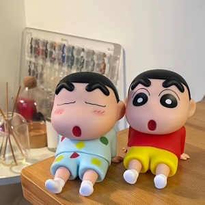 Takara Tomy | 7x8x9cm Crayon Shin-Chan Anime Figure Kawaii Phone Holder Mini Ornament Gift Desktop Model Pendant Collection Decoration Toy