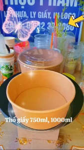 Thố giấy Tô giấy nâu 750ml 1000ml 2 lớp Kraff dày dặn nắp nhựa pet trong khít sản xuất Việt Nam