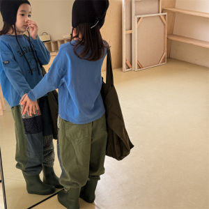 Patchwork Casual Pants for Kids High Waist Long Cotton Trousers Autumn 2024 Korean Style Harajuku Style Boys Girls Pants