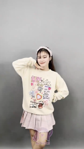 NEPL RABBIT LOVE SWEATER CREWNECK MOTIF TEXT KARTUN LUCU
