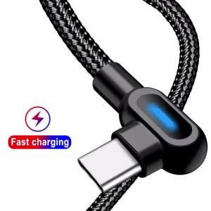 Cáp Sạc Nhanh 90 Độ USB Type C 1M/2M Cáp Dữ Liệu Bện Tương Thích Samsung Xiaomi Huawei Điện Thoại Android USB A Sang Micro