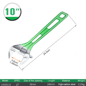 LAOA | LAOA High-Carbon Steel Adjustable Wrench Large Jaw Opening Lightweight Rustproof Spanner for Home Repair 6-12 Inch