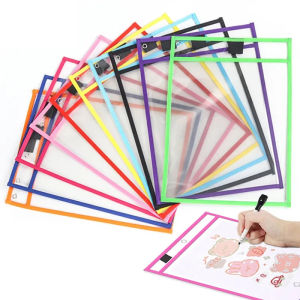 Reusable File Dry Erasable Pockets Kids Transparent DIY Pockets A4 Letter Hanging PET File Used for Teaching Supplies