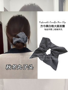 ผ้าพันคอสี่เหลี่ยมขนาดใหญ่สำหรับผู้หญิง รูปทรงลูกบอลต่ำ รัดผมสไตล์เกาหลี ตกแต่งผม สายรัดผมแบบยืดหยุ่น สายรัดผมแบบยืดหยุ่น