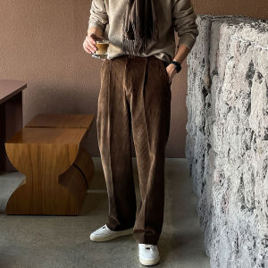 DAVID&ME | Retro Brown Corduroy Fall Mens Casual Pants