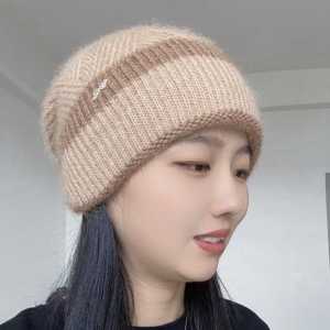 Mũ Len Dệt Kim Thời Trang Thu Đông Có Viền Kẻ Sọc Hai Lớp Giữ Ấm Tai Chống Lạnh Mũ Trùm Đầu Đa Năng Thoải Mái Cho Phụ Nữ Tuổi Trung Niên Và Cao Tuổi