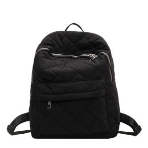 IELGY เสื้อผ้าฝ้ายปักลายรูปสี่เหลี่ยมขนมเปียกปูนผู้หญิงกระเป๋าคอมพิวเตอร์กระเป๋านักเรียนสะพายหลังกระเป๋าเอกสารลำลอง