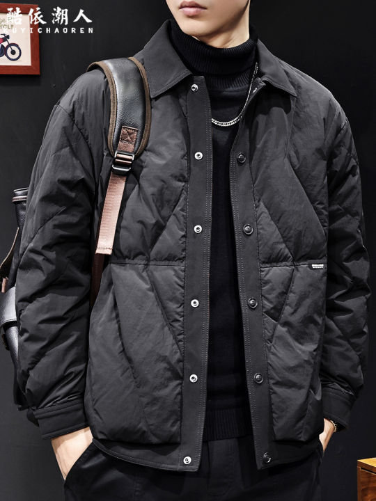 KUYICHAOREN | Áo Khoác Nam Dày Nhẹ Lông Vịt Trắng Mùa Thu Đông Cổ Bẻ ...