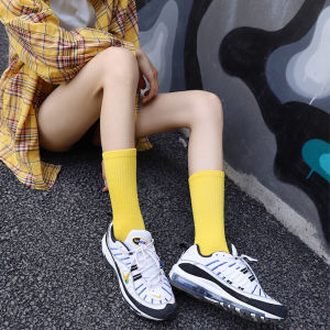 Rainbow Gradient Womens Mid-Calf Socks Trendy Stripe Candy Colored Socks Simple Japanese Style Long Socks for Men And Women