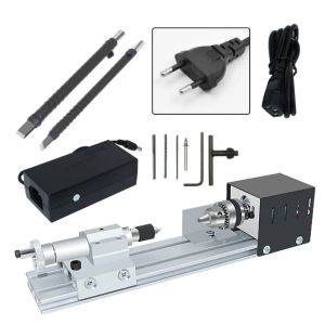 Mini DIY Bead Making Lathe 12-24V Multifunctional Wood Turning Rotary Tool Set for Grinding Polishing Wooden Beads