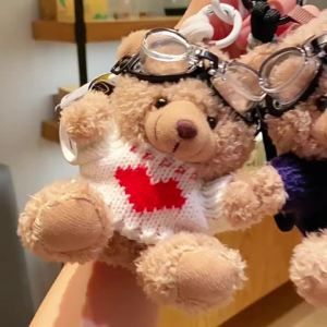 กระเป๋าเป้ Boneka ห้อยสำหรับบรรจุภัณฑ์รูปหมีตัวเล็กๆของตกแต่งกระเป๋านักเรียนของเด็กผู้หญิงพวงกุญแจรถของขวัญสุดสร้างสรรค์