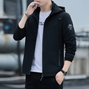 ROMON | Lormen Mens Jacket Outdoor Windproof Spring Autumn Thin Workwear Coat Casual Sports Short Style Fleece Lined Zipper Closure