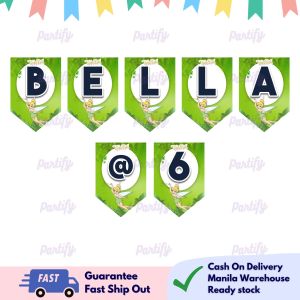 Partify TINKER BELL theme party banner personalize happy birthday party needs letter name banner with free string customizable bunting for kids boys and girls