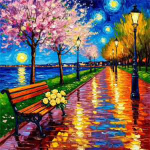 HUACAN Diamond Painting Sale Cherry Blossom Landscape Garden Diamond Mosaic News 2026 Adult Crafts Cross Stitch Handmade