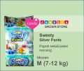 Popok bayi celana Sweety Silver Pants warna biru  renceng isi 6 ukuran S , M , L , XL , XXL. 