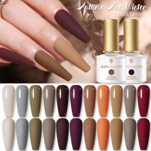 BORN PRETTY 10ml Light Gel Nail Grey White Brown Gold Glitter Soak Off Gel Polish for Women DIY Salon Nail Art Polish