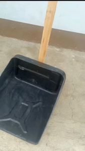 LLCs Handcrafted Black Dustpan with Wooden Handle | Durable Dust Collector for Indoor & Outdoor Cleaning
