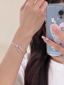 999 Pure Silver Bracelet Womens New 2025 Luxury Minimalist Elegant Half Bangle Half Bracelet Birthday Gift Original Design