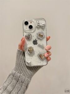 QiGan Drip Glue 3D Heart Butterfly Knot Mobile Phone Case for 13Promax Transparent Soft Shell 12 Wristband 11 Chain 14 Lanyard Rare New Goddess Atmosphere