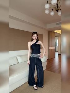 JUENONG | Áo Tank Top Dây Kéo Dài Không Đối Xứng Kiểu Spicy