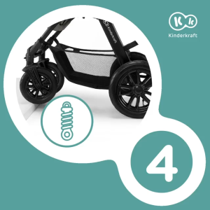 Bộ xe đẩy cho bé từ 0 tháng tuổi trở lên bằng thép bọc vải (gồm: xe đẩy nôi xách nôi nằm) KINDERKRAFT - XMOOV3IN1