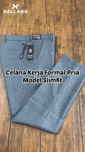 Celana Kerja Pria Panjang Formal Look Bahan Valda Series Model Slimfit Terbaru Abu Muda