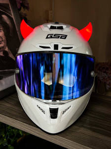 Glowing Devil Horn Helmet Decoration for Girls Motorcycle Rider Gear Modified Dirty Dreads Hair Style Universal Season PVC Material