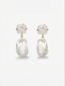 HEFANG Jewelry | Water Drop Pearl Dangle Earrings