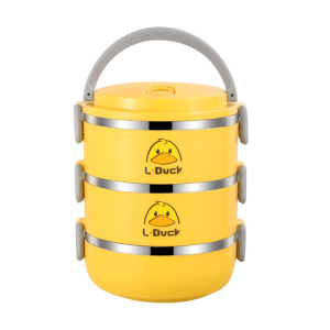 ปิ่นโต ปิ่นโตสแตนเลส ลายเป็ดสีเหลือง ปิ่นโตใส่ข้าว 1 ชั้น 2 ชั้น กล่องข้าว กล่องเก็บข้าว Lunch Box ปิ่นโตเก็บอุณภูมิ ปิ่นโตเก็บความร้อน ปิ่นโตสีเหลือง