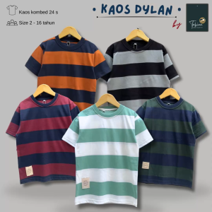 TABINA Atasan Kaos Anak Laki-Laki dan Perempuan Lengan Pendek seri Dylan usia 2 hingga 16 tahun