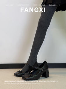 Leather Mary Jane Block Heel Shoes