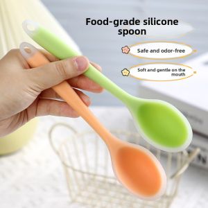 Food Grade Silicone Spoon Childrens Soup Spoon Stew Spoon Jam Scraper Stirring Spoon Kitchen Cooking Utensils