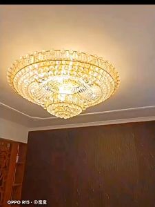 Đèn Mâm Pha Lê Ốp Trần Kích Thước Lớn Sang Trọng Hiện Đại Đổi Màu 3 Chế Độ Sáng Đẹp Mắt - Bảo Hành 5 Năm