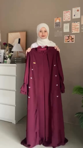 Sabrina Dress Wanita Remaja Ceruty Aksen Payet Mewah Viral 2025 Gamis Muslim Lebaran Wanita Modern Kondangan Simple Elegan Maxi Model Terbaru - Formal Cantik