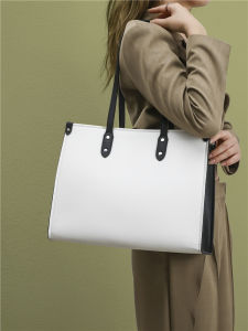 New Ladies Large Capacity Tote Bag Fashionable Commuter Shoulder Bag Color Block Document Bag Stylish Handbag for Business