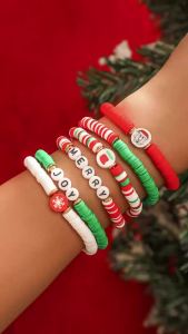 Ingemark 6Pcs/Set Christmas Vintage Letter Snowflake Bracelet for Women 2026 New Creative Resilient Chain Bangle Couple Jewelry