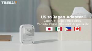 TESSAN Japan Travel Adapter 2 Prong to 3 Prong Wall Socket Extension With 3-Pin AC Outlets USB Ports Charger Plug for Philippines Thailand Japan China Canada Mexico