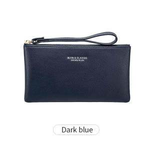 Simple Solid Color Thin Long Wallet PU Leather Large Capacity Zipper Wallet Classic Fashion Womens Handbag Can Hold Mobile Phone