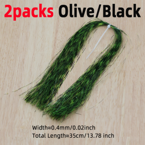 2packs 0.4mm Crystal Flat Tinsel Ice Wing Flashabou Tinsel Fly Tying Materials for Nymphs Jig Lure Minnow Streamer Fly