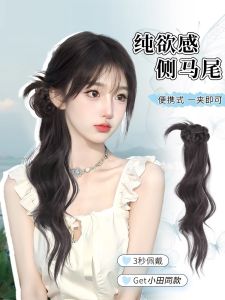 Womens New Chinese Style Low Bun Hair Tails Fake Braids National Trend Low Ponytail Hair Accessories Hair Wigs