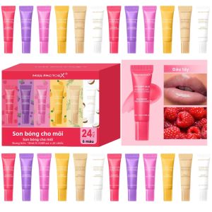 Bộ Son Dưỡng Môi 6 Màu 24 Chiếc/hộp - Son Dưỡng Bóng Môi Lâu Trôi Dưỡng Ẩm Lý Tưởng Làm Quà Tặng Cho Nữ
